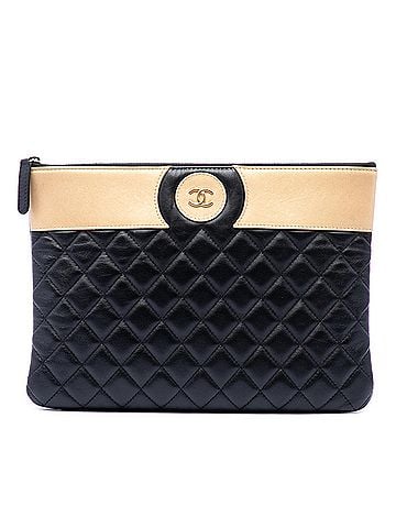 Chanel CC Bicolor Quilted Lambskin Clutch (view 1)