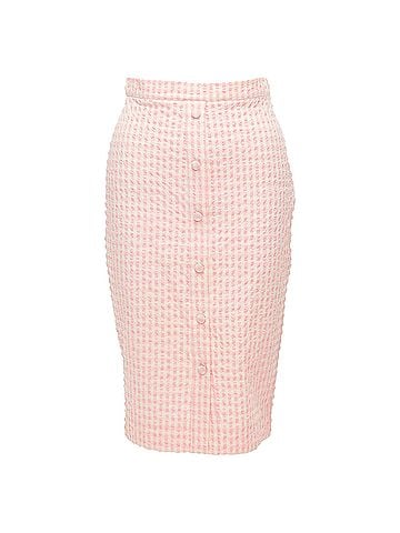 Altuzarra ALTUZARRA pink white gingham fabric button front midi pencil skirt FR36 S (view 1)