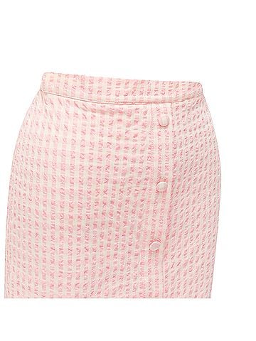 Altuzarra ALTUZARRA pink white gingham fabric button front midi pencil skirt FR36 S (view 2)