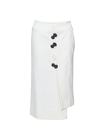 Tibi TIBI white structural buttons asymmetric darted pencil skirt US0 XS (view 1)
