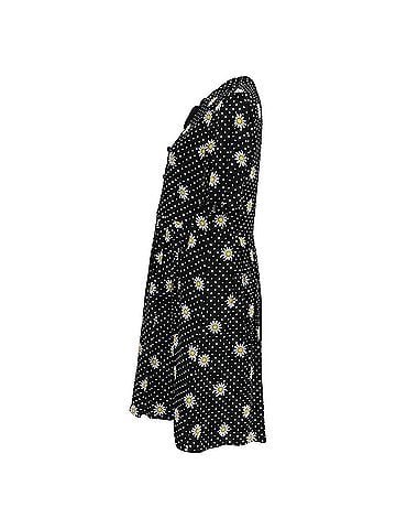 Saint Laurent Saint Laurent Daisy Print Mini Dress in Black Silk (view 2)