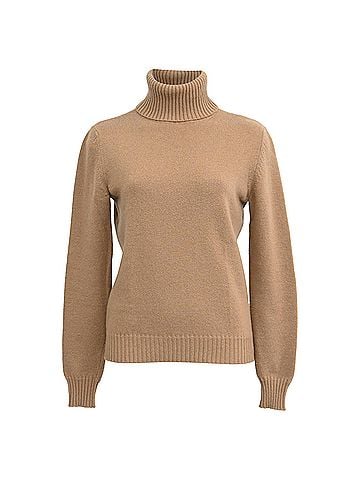 Max Mara Max Mara Knitted Rolled Neck Sweater in Brown Wool (view 1)