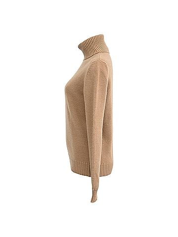 Max Mara Max Mara Knitted Rolled Neck Sweater in Brown Wool (view 2)