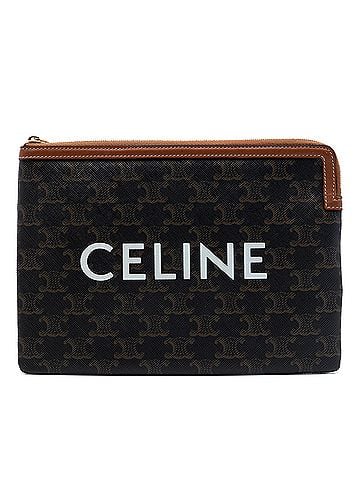 Céline Small Triomphe Coated Canvas Clutch (view 1)