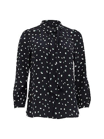 Marc Jacobs Marc by Marc Jacobs Printed Blouse in Navy Blue Silk (view 1)