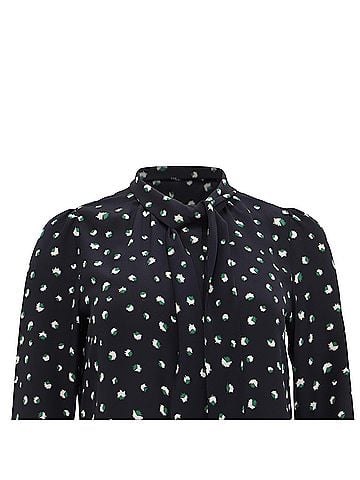 Marc Jacobs Marc by Marc Jacobs Printed Blouse in Navy Blue Silk (view 2)