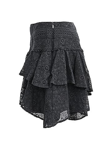 IRO Iro Tale Lace Tiered Mini Skirt in Black Cotton (view 2)