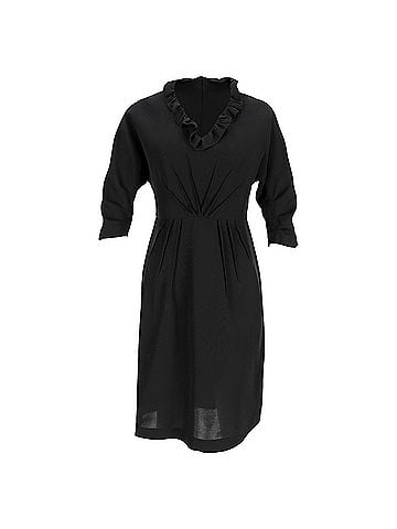 Prada Prada Ruffled Neckline Midi Dress in Black Viscose (view 1)