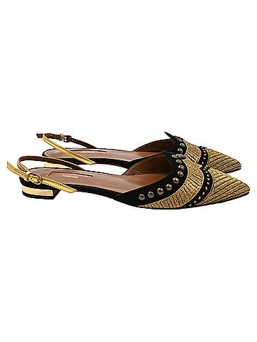 Aquazzura Aquazzura Marrakech Slingback Flats in Black Suede and Leather  (view 1)