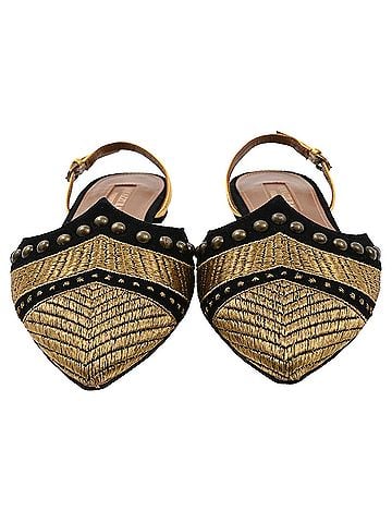 Aquazzura Aquazzura Marrakech Slingback Flats in Black Suede and Leather  (view 2)
