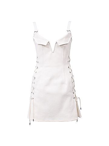 Dion Lee Dion Lee Hook & Eye Pocket Mini Dress in White Rayon (view 1)