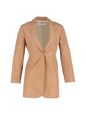 Victoria Beckham  Victoria Beckham Single-Breasted Blazer in Brown Cotton (view 1)