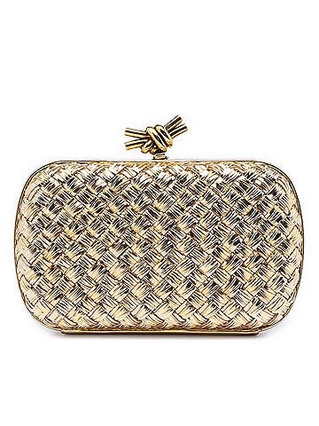Bottega Veneta Metallic Lambskin Intrecciato Knot Minaudiere Clutch (view 1)