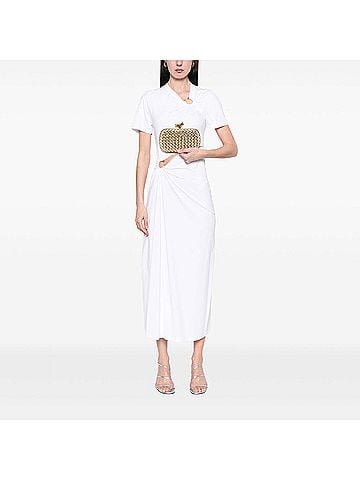 Bottega Veneta Metallic Lambskin Intrecciato Knot Minaudiere Clutch (view 2)