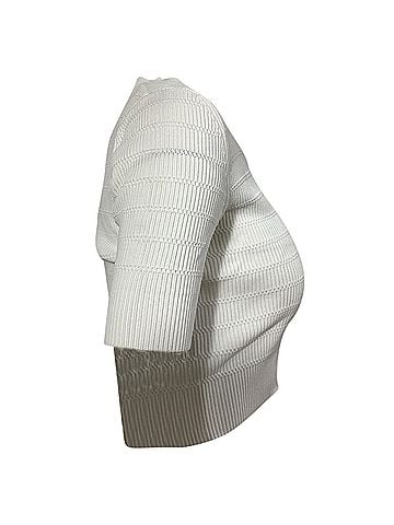 Sandro Sandro Cecil Scalloped Short-Sleeve Cardigan in White Viscose (view 2)