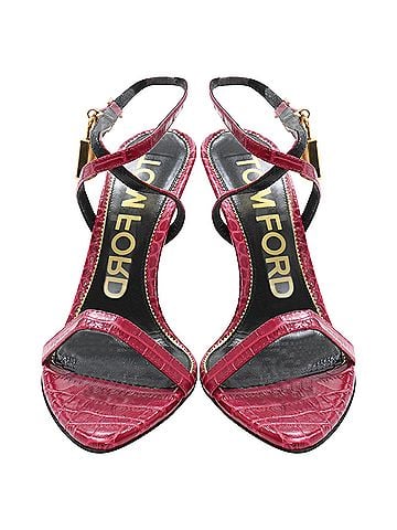 Tom Ford Tom Ford Padlock Croc-Effect Sandals in Red Leather (view 2)