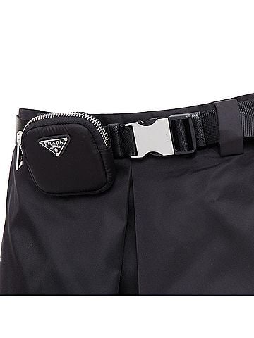 Prada Prada Renylon triangle logo buckle belt mini skirt (view 2)