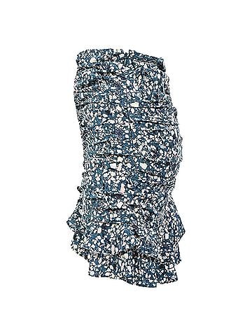 Isabel Marant Isabel Marant Ruched Floral Mini Skirt in Blue Polyester (view 2)