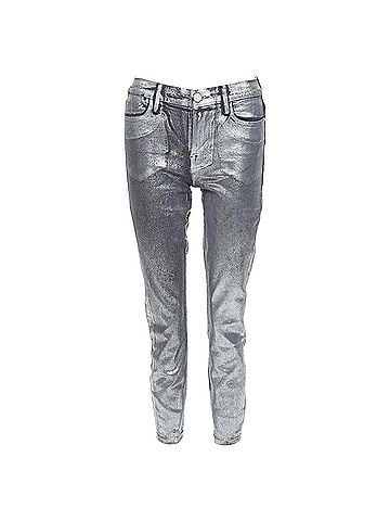 FRAME Frame Le High Skinny Crop metallic silver coated pants (view 1)