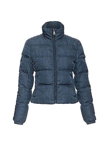 Prada Prada Denim Fabric Print Triangle Logo Cropped Puffer Jacket (view 1)