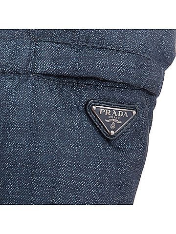 Prada Prada Denim Fabric Print Triangle Logo Cropped Puffer Jacket (view 2)