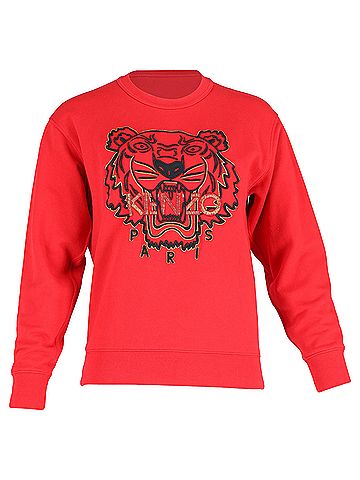 Kenzo Kenzo Tiger Graphic Sweater in Red Cotton	 (view 1)