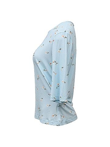 Sportmax Sportmax Flower Print T-shirt in Light Blue Cotton (view 2)