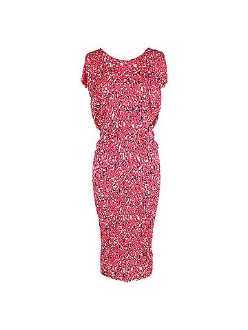 Saloni Saloni Printed Midi Dress in Pink Viscose (view 1)