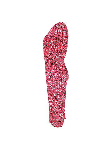 Saloni Saloni Printed Midi Dress in Pink Viscose (view 2)