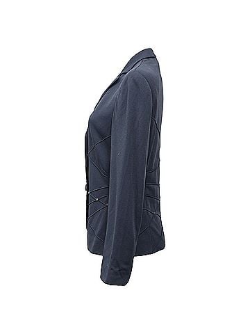 Moschino  Moschino Wed-Detail Single-Breasted Blazer in Navy Blue Wool (view 2)