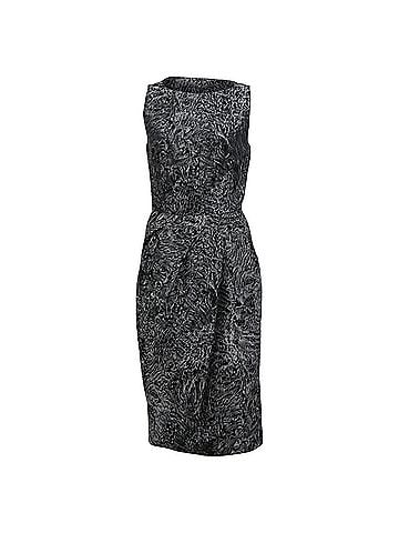 Michael Kors Michael Kors Printed Knee-Length Dress in Black Wool (view 1)