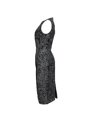 Michael Kors Michael Kors Printed Knee-Length Dress in Black Wool (view 2)