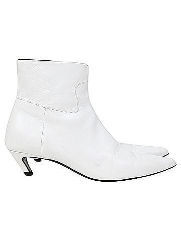 Balenciaga  Balenciaga Slanted-Heel Ankle Boots in White Leather (view 1)