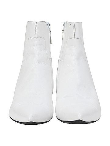 Balenciaga  Balenciaga Slanted-Heel Ankle Boots in White Leather (view 2)