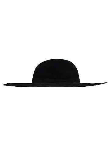 Saint Laurent  Saint Laurent Ribbon Band Flat Brim Hat in Black Wool (view 1)