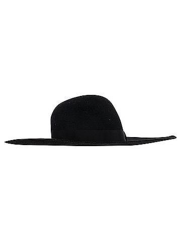 Saint Laurent  Saint Laurent Ribbon Band Flat Brim Hat in Black Wool (view 2)
