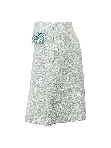 Lanvin Lanvin Fringed Mini Skirt in Light Blue Cotton (view 2)