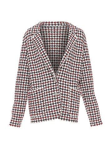 Barrie Barrie cream cashmere lambswool houndstooth knit blazer (view 1)