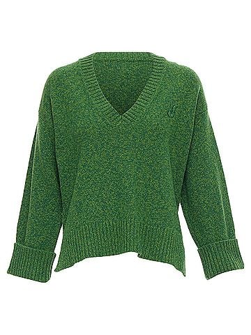 Ganni Ganni Recycled Wool Blend Vneck Cropped Sweater Top (view 1)