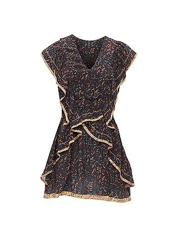 IRO Iro Jicka Silk Coral Orange Floral Ruffle Short Dress (view 1)
