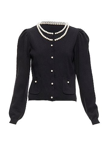 Moschino Moschino Pearl Necklace Collar Soft Knit Preppy Cardigan (view 1)