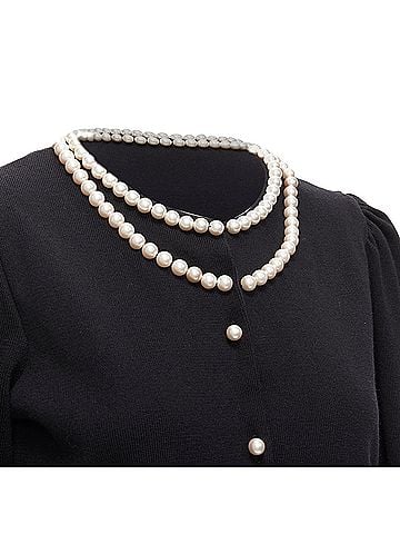 Moschino Moschino Pearl Necklace Collar Soft Knit Preppy Cardigan (view 2)