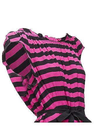 Prada Prada Striped Pleated Drop Neck Ribbon Belt Mini Dress (view 2)