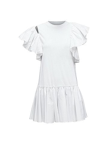 Alexander McQueen Alexander Mcqueen Asymmetric Ruffle Sleeve Drop Waist Dress (view 1)