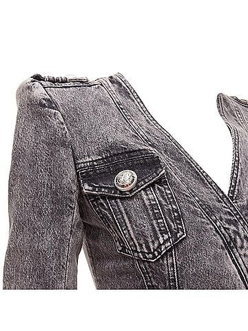 Balmain Balmain acid washed denim button embellished wrapped mini dress (view 2)