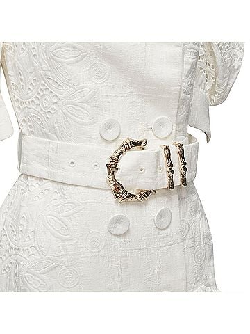 Acler Acler embroidery eyelet puff sleeve belted double breasted dress (view 2)