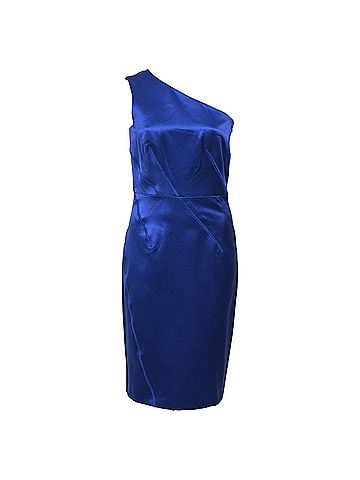 Michael Kors Michael Kors Mini Scratch Effect One-Shoulder Dress in Blue Satin (view 1)