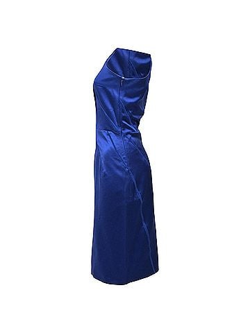 Michael Kors Michael Kors Mini Scratch Effect One-Shoulder Dress in Blue Satin (view 2)