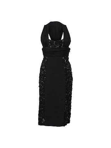 Versace  Versace Sequin Detail Midi Halter Neck Dress in Black Viscose (view 1)