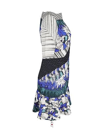 Peter Pilotto Peter Pilotto Printed Fluted Mini Dress in Multicolor Silk (view 2)